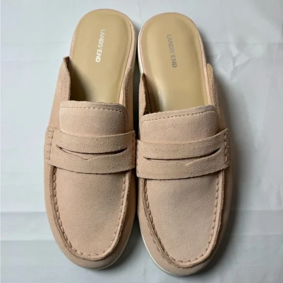 Lands' End Suede Penny Loafers in Pale Pink - Picture 4 of 5